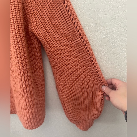 Madison Grey Coral Chunky Knit Cardigan Small Balloon Sleeve Cozy Sweater - Picture 4 of 8